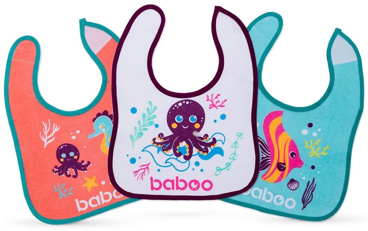 Нагрудник Baboo Sealife, мин. возраст 12 месяцев, 3 шт
