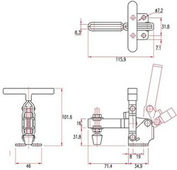 Струбцина Woodwork зажим с вертикальной ручкой, усилие 227кг Goodhand GH-12131