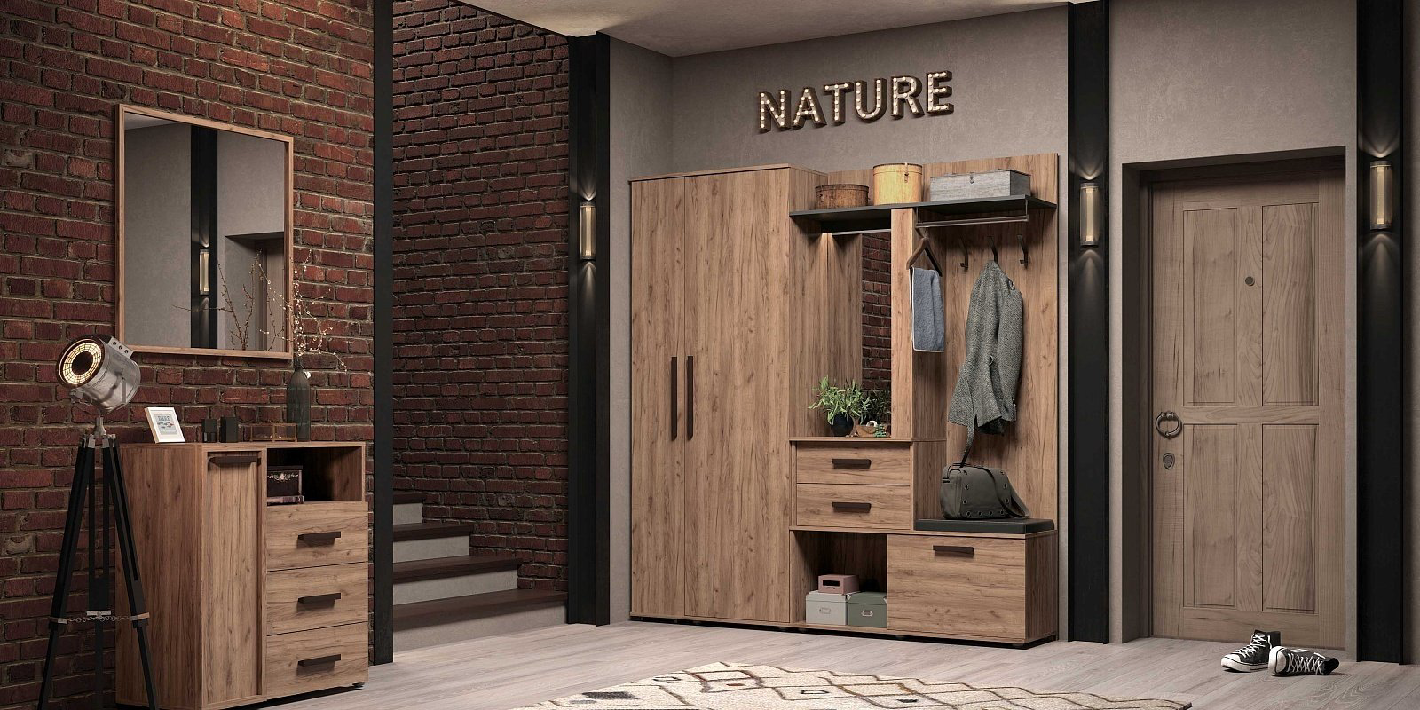 Распашной шкаф Глазов Nature 92, 79.8x230х38.9 см, черный, коричневый купить,NaN