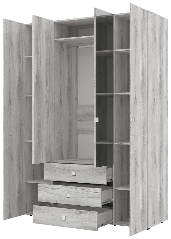 Распашной шкаф Глазов NEO, 160x230х58 см, белый, серый - ForteMarket Распашной шкаф Глазов NEO, 160x230х58 см, белый, серый купить,0