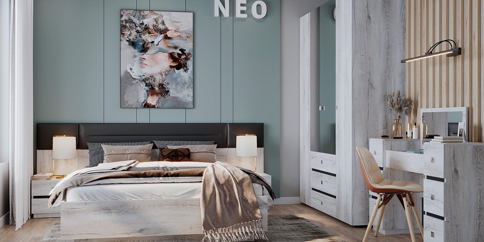 Распашной шкаф Глазов NEO, 160x230х58 см, белый, серый - ForteMarket Распашной шкаф Глазов NEO, 160x230х58 см, белый, серый купить,0