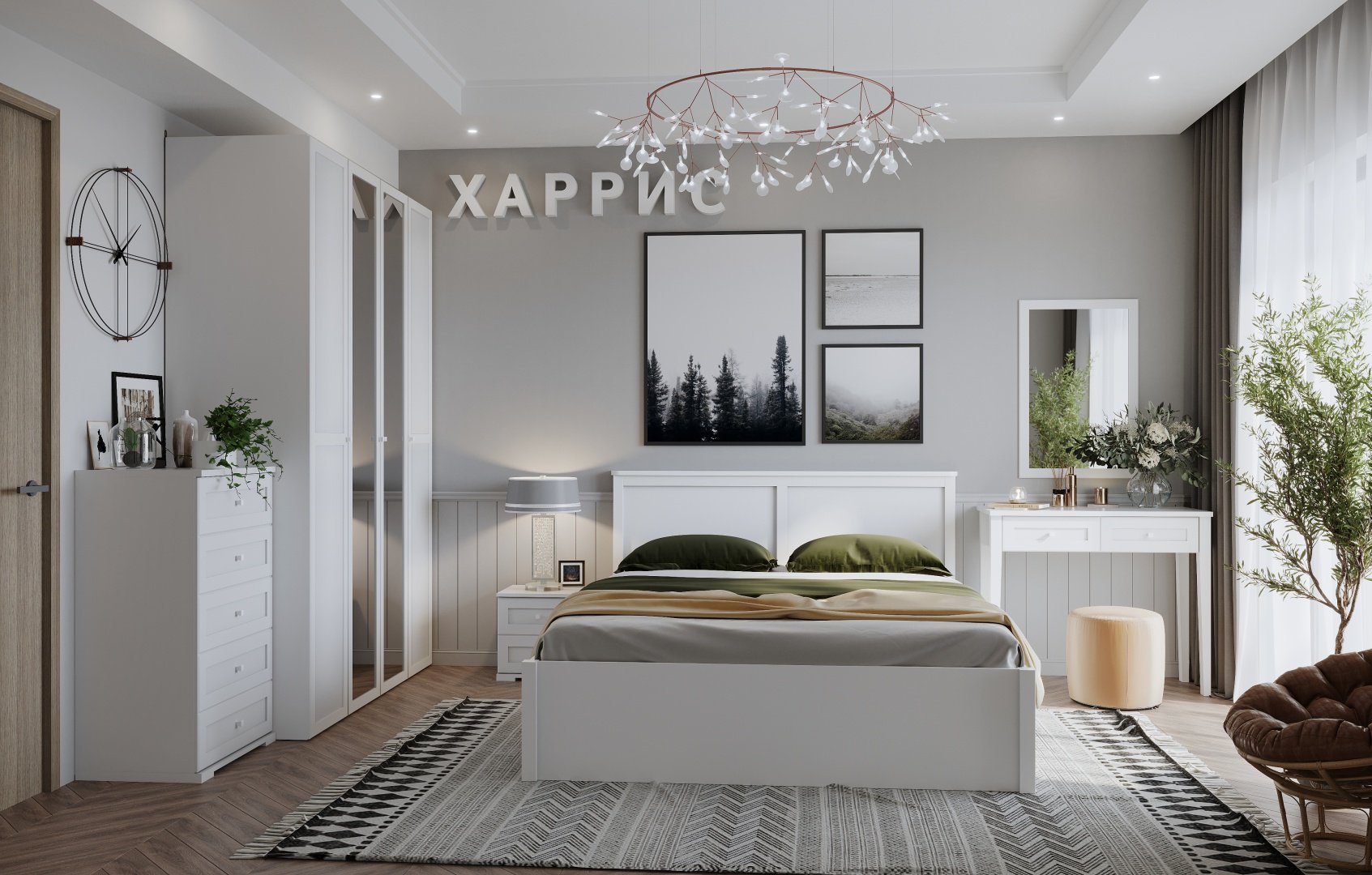 Распашной шкаф Глазов Харрис, 160x230х56 см, белый - ForteMarket Распашной шкаф Глазов Харрис, 160x230х56 см, белый купить,0