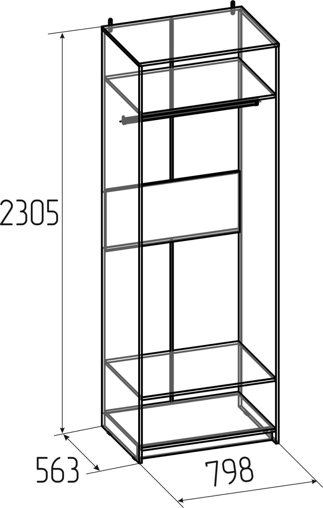 Распашной шкаф Глазов Харрис, 80x230х56 см, белый купить,0