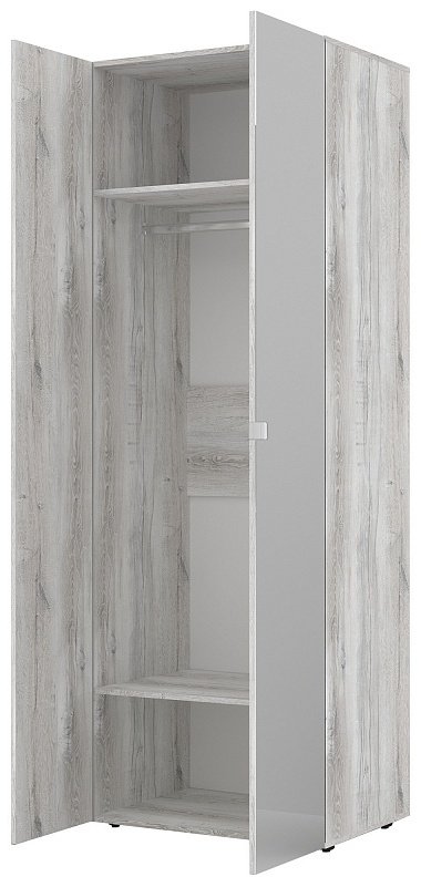 Распашной шкаф Dominika 54 Шкаф ФАСАД Стандарт и Зеркало Дуб Шавиниган, 79.8x230х57.9 см, светло серый - ForteMarket Распашной шкаф Dominika 54 Шкаф ФАСАД Стандарт и Зеркало Дуб Шавиниган, 79.8x230х57.9 см, светло серый купить,0