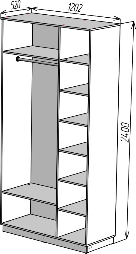 Распашной шкаф Мебель Азии Стоунхендж 3Д, 120.2x240х52 см, серый купить,0