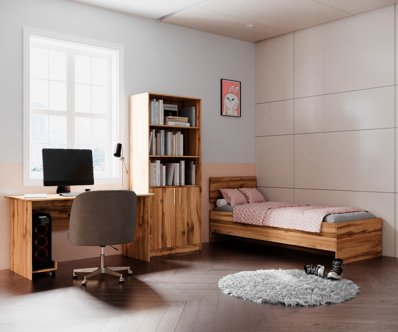 Стеллаж Мебель Азии QWEDD6307 80x40x190см коричневый купить,50990