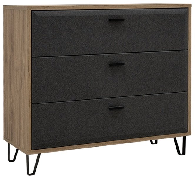 Комод BRW Брест Грэйс 00032798, 97.5x42x90 см, коричневый-черный