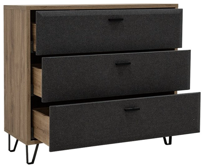 Комод BRW Брест Грэйс 00032798, 97.5x42x90 см, коричневый-черный купить,NaN