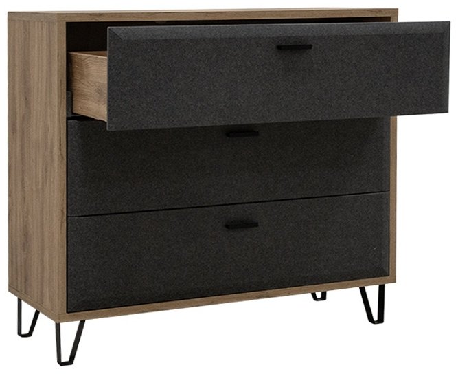 Комод BRW Брест Грэйс 00032798, 97.5x42x90 см, коричневый-черный - ForteMarket Комод BRW Брест Грэйс 00032798, 97.5x42x90 см, коричневый-черный купить,0