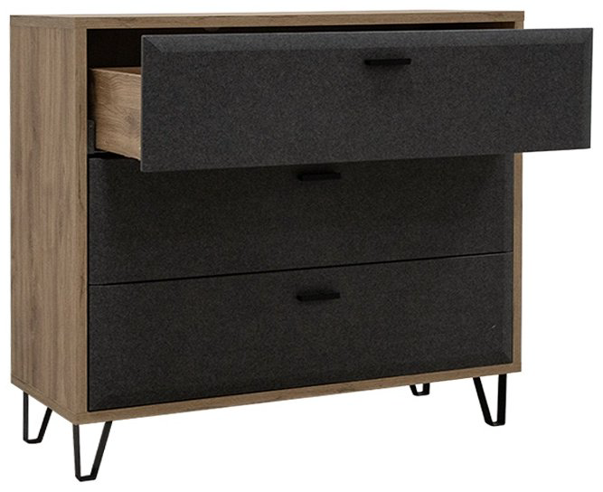Комод BRW Брест Грэйс 00032798, 97.5x42x90 см, коричневый-черный купить,NaN