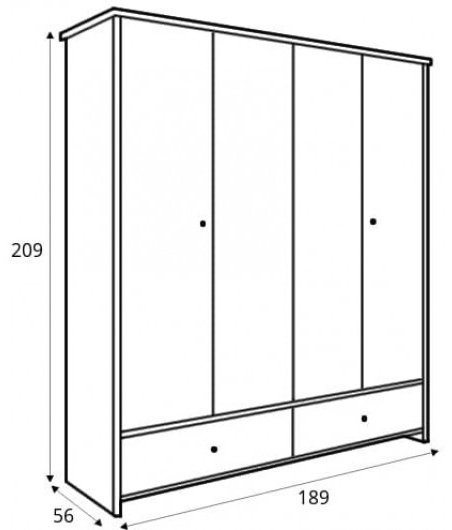 Распашной шкаф Гербор SZF2D2L2S 188.5x209х55.5см белый купить,NaN