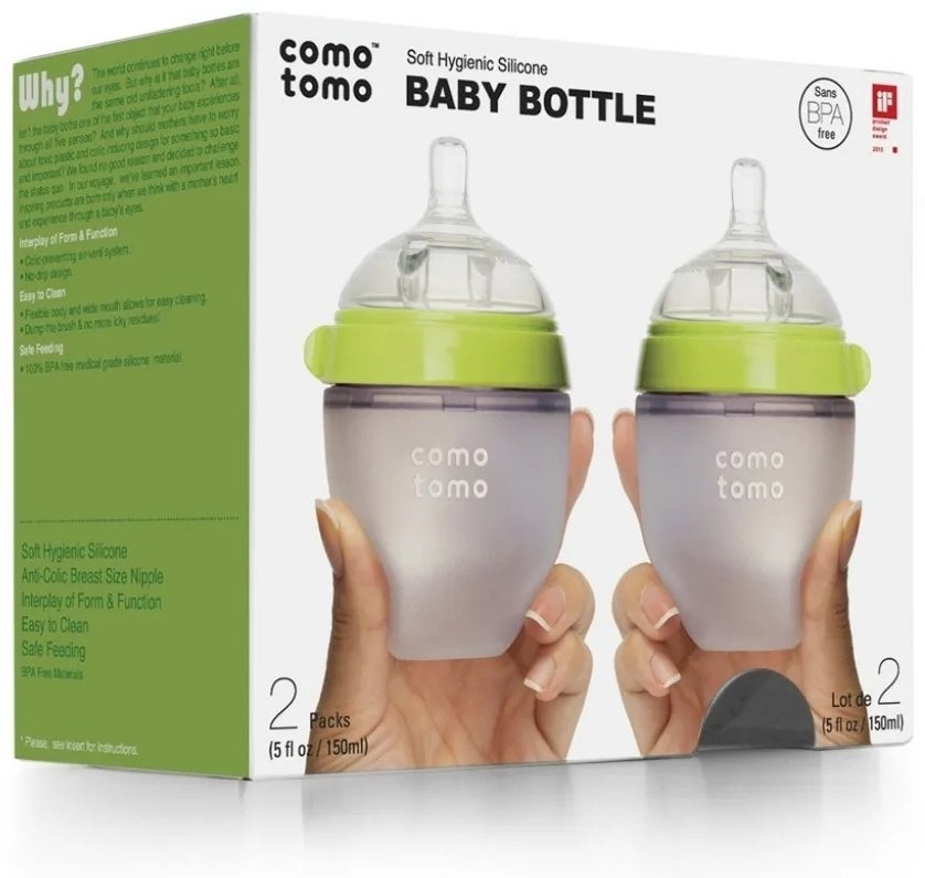 Comotomo Бутылочки 2шт 150TG-EN 0+ зеленый 150 мл купить,0