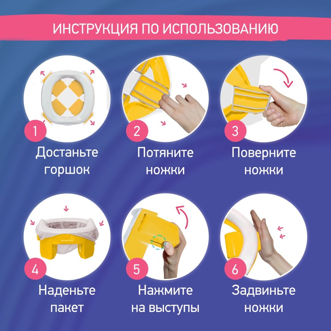 Горшок ROXY-KIDS 2в1 для малышей HandyPotty HP-245Y желтый купить,0