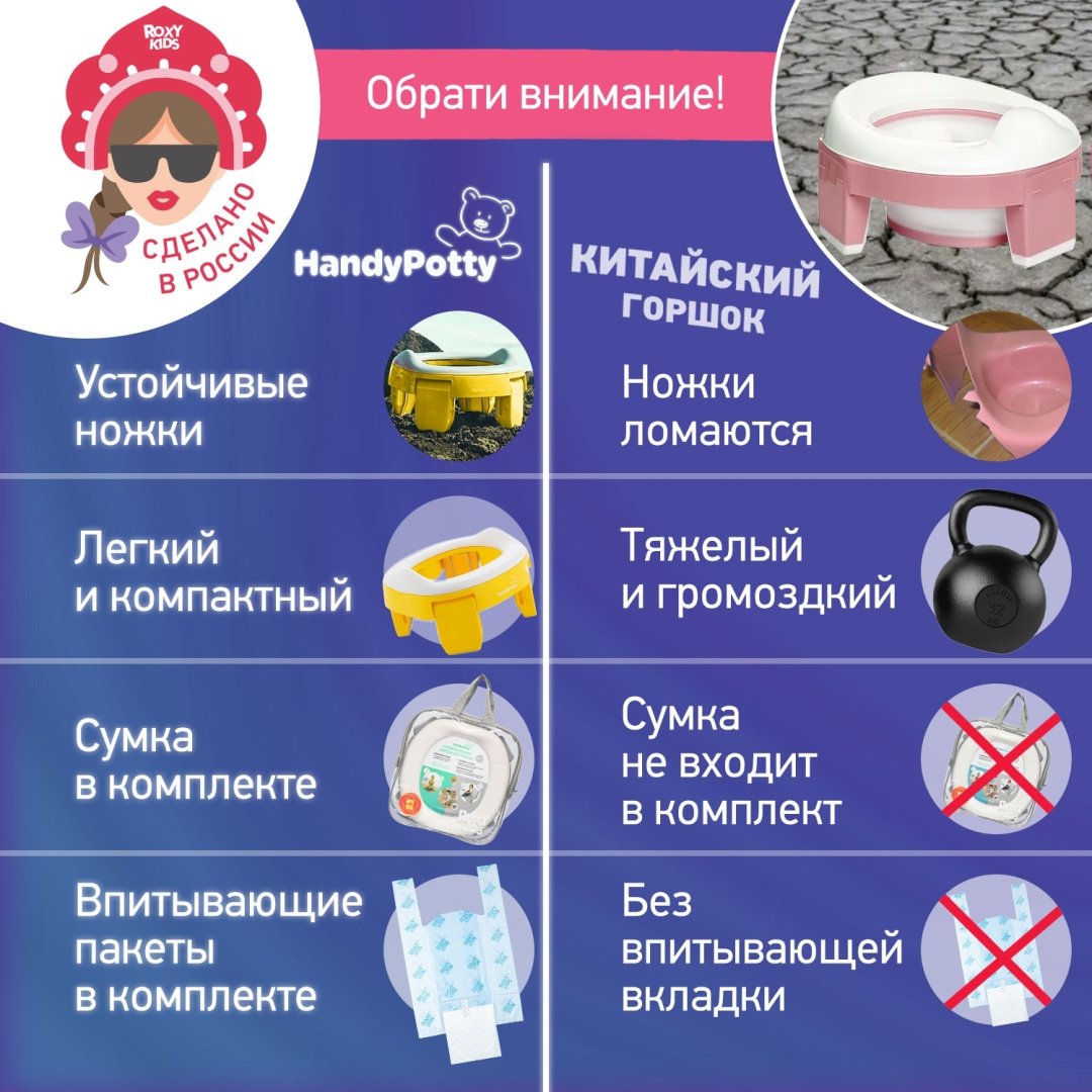 Горшок ROXY-KIDS 2в1 для малышей HandyPotty HP-245Y желтый купить,0