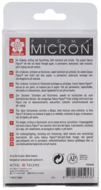 Ручка капиллярная Sakura Pigma Micron P6624362 8 шт, 0.15 мм, цвет чернил черный купить,NaN