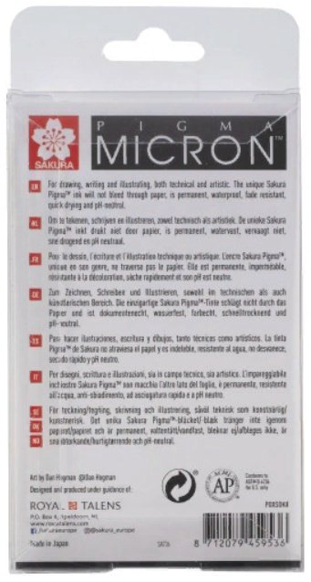 Ручка капиллярная Sakura Pigma Micron P6624362 8 шт, 0.15 мм, цвет чернил черный купить,NaN