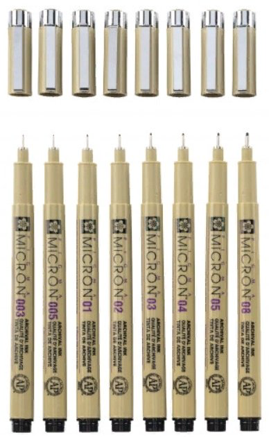 Ручка капиллярная Sakura Pigma Micron P6624362 8 шт, 0.15 мм, цвет чернил черный купить,NaN