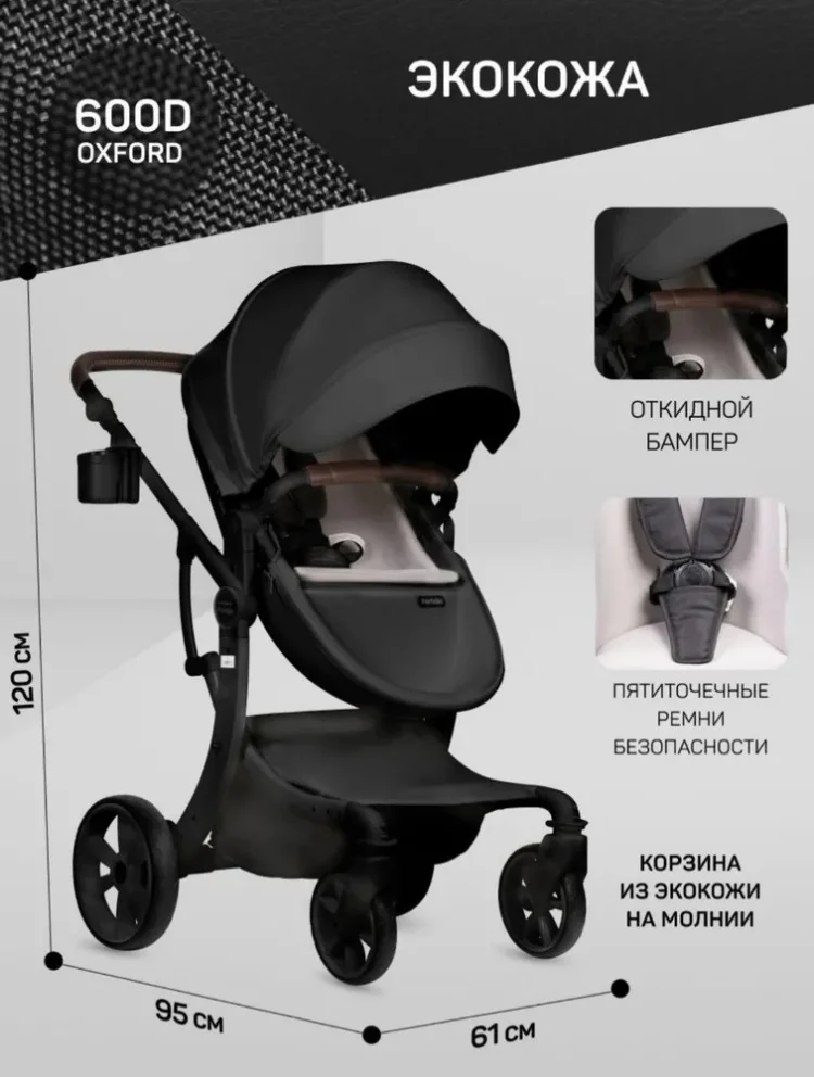 Коляска-трансформер Teknum TK609 Black - ForteMarket Коляска-трансформер Teknum TK609 Black купить,0