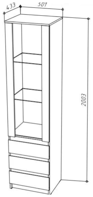 Шкаф-витрина НК Мебель напольный STERN 200х50х43 см купить,NaN