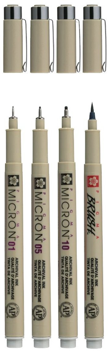 Ручка линер SAKURA Pigma Micron POXSDK4L 4 шт, 0.25 мм, цвет чернил серый купить,NaN
