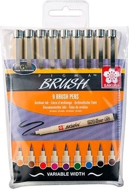 Sakura POXSDKBR9 Pigma Brush 9 цветов купить,NaN