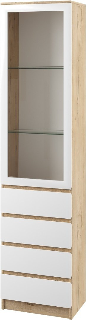 Шкаф-витрина ДСВ Марли МШПС 500.1, МДФ, ЛДСП, стекло, 50x35x210 см, белый-коричневый купить,NaN