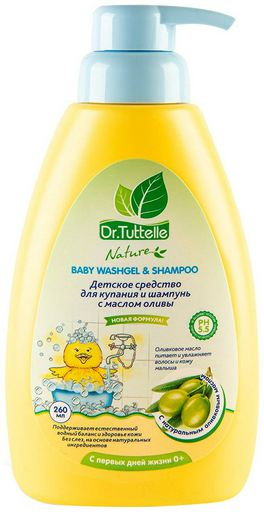 Dr.Tuttelle Средство для купания и шампунь с маслом оливы 260 мл 0м+