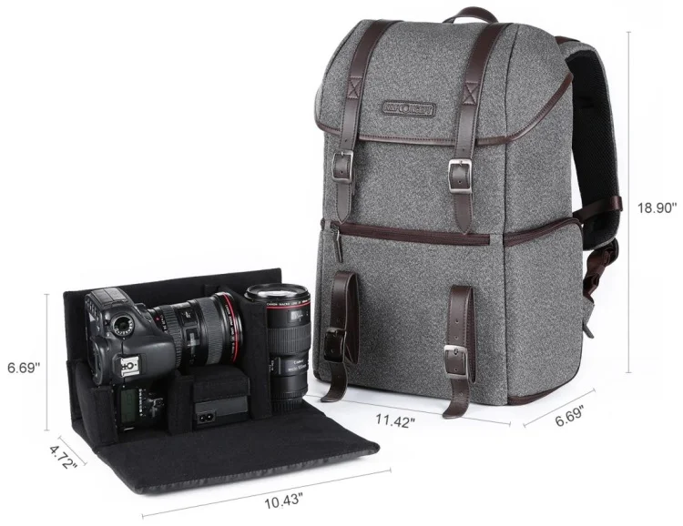 Рюкзак для фотоаппарата K&F Concept KF13.080V1 серый купить,NaN
