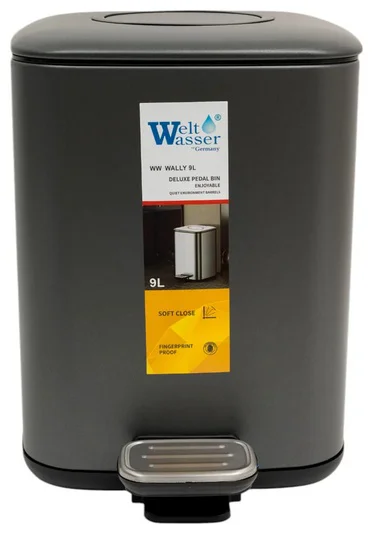 Ведро мусорное WeltWasser WW WALLY TG 9L 32.6x24x32см серый матовый