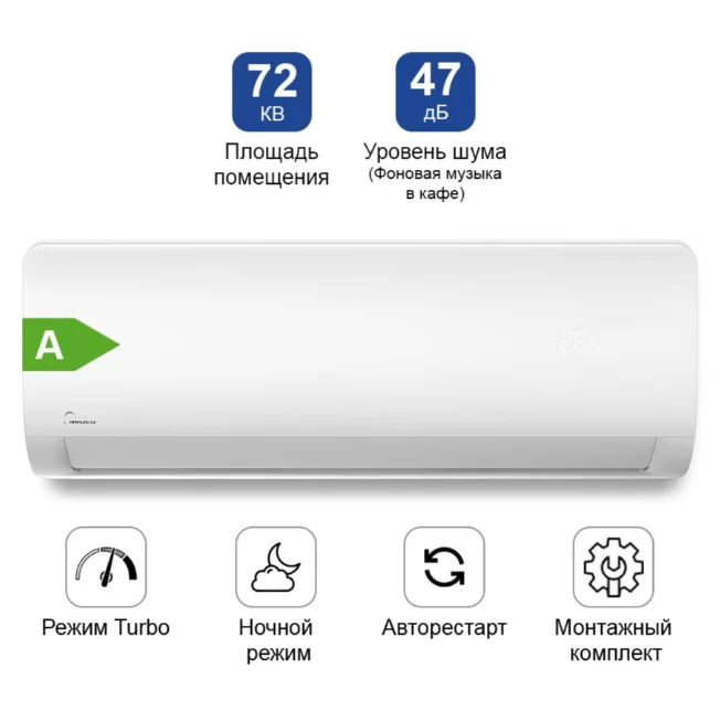 Кондиционер Midea MSAG-24HRN1 белый + монтажный комплект купить,NaN