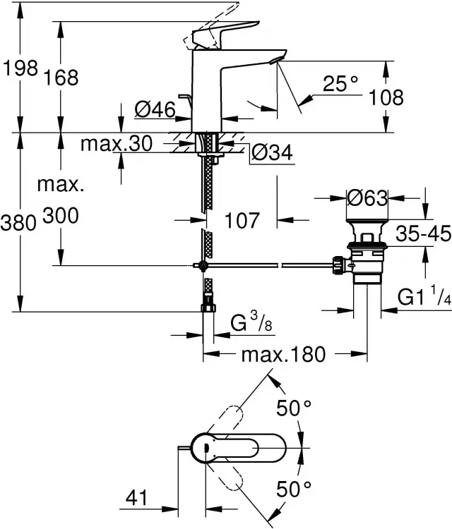 Смеситель Grohe BauEdge 23758000 2 хром купить,NaN
