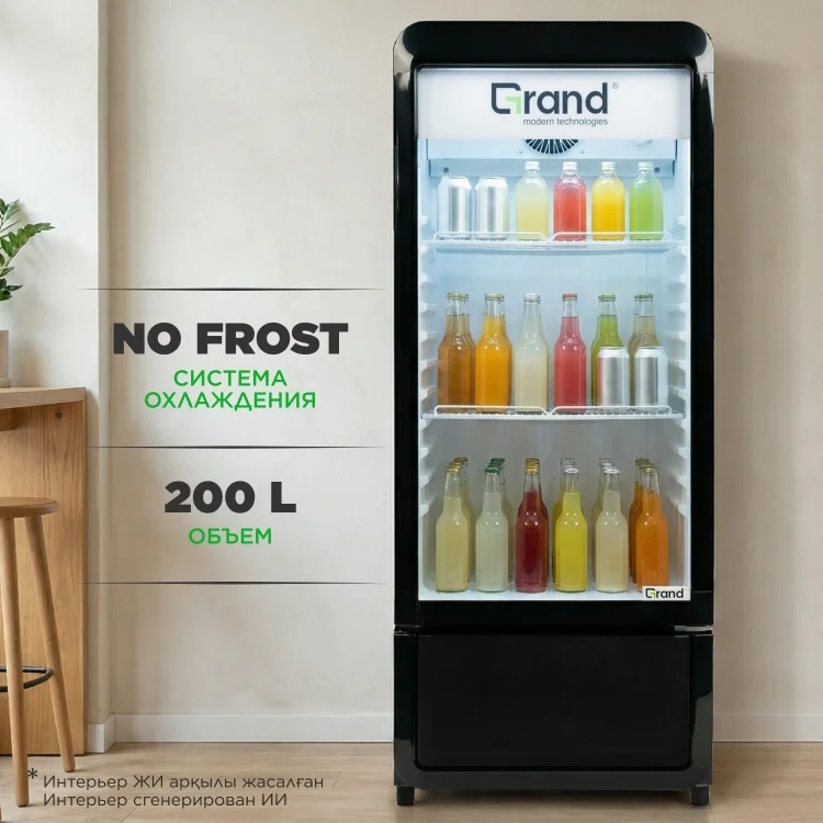  Витринный холодильник Grand GISC-200BNFI черный