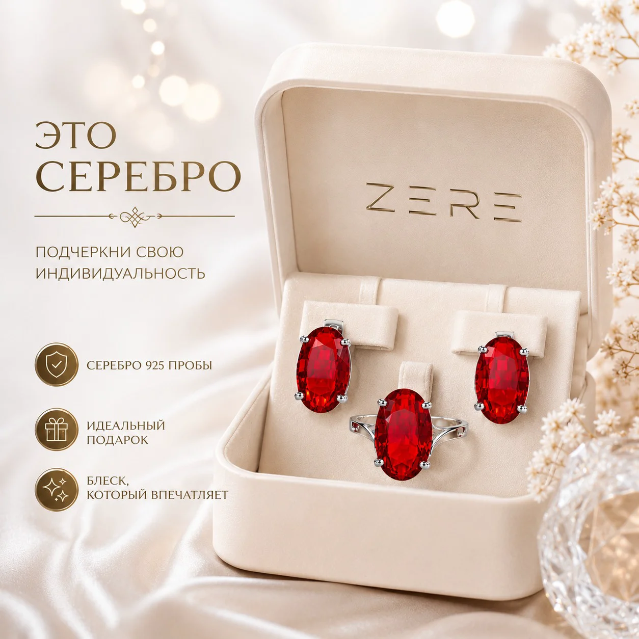 Комплект украшений Zere ZR220524 серебро 19р 13.6гр  купить,92200