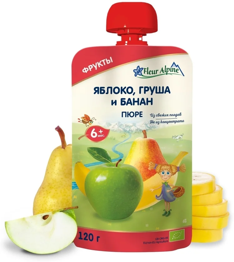 Детское пюре Fleur Alpine яблоко/груша/банан 120гр - ForteMarket Детское пюре Fleur Alpine яблоко/груша/банан 120гр купить,NaN