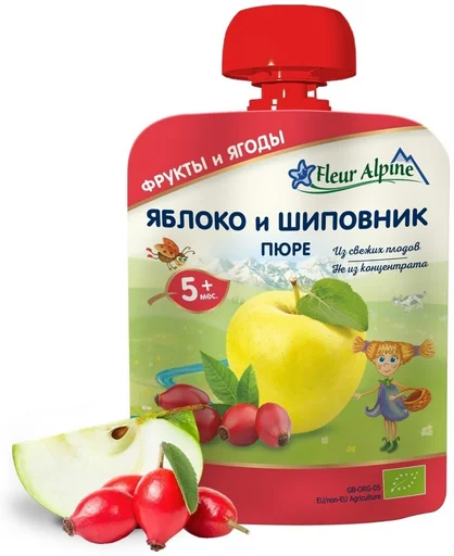 Детское пюре Fleur Alpine яблоко/шиповник 90гр