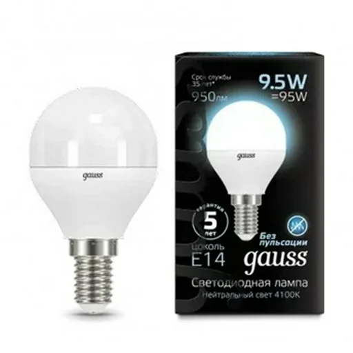 Лампа Gauss LED Шар 9.5W 950lm 4100K E14