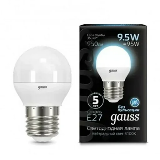 Лампа Gauss Led Шар 9.5W 950lm 4100K E27