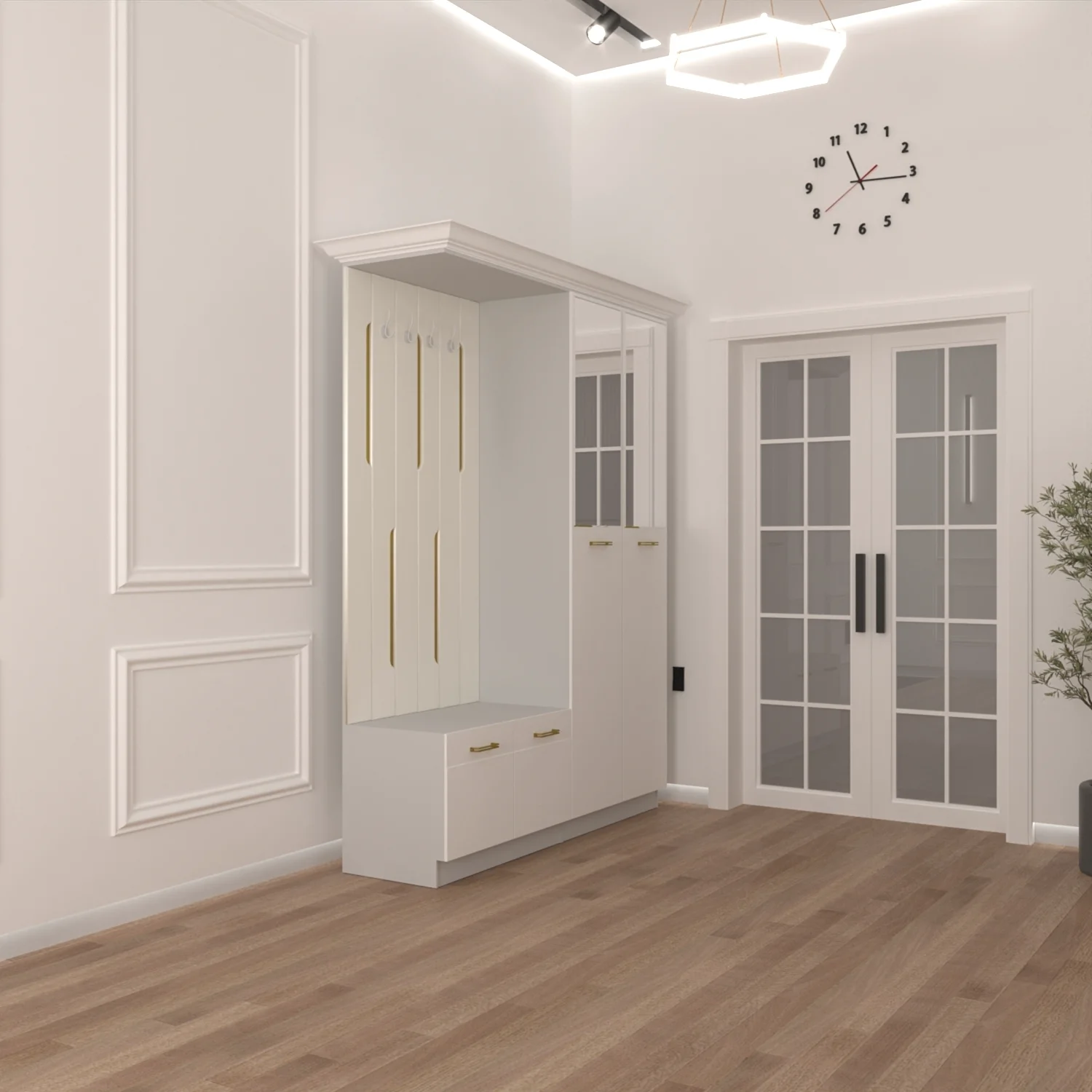 Комплект для прихожей Bella Mebel Chiara 225x171x47см белый  купить,NaN