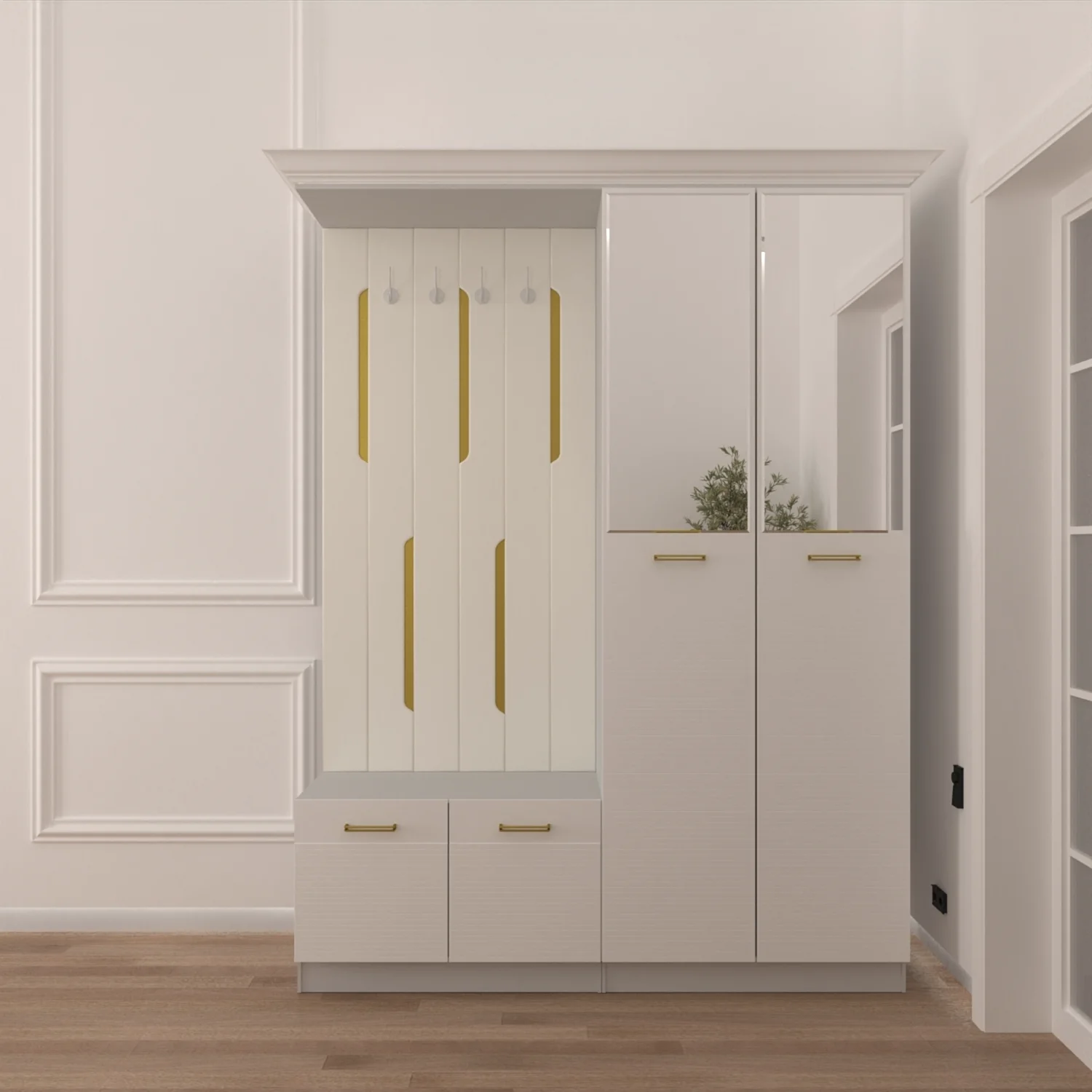 Комплект для прихожей Bella Mebel Chiara 225x171x47см белый  купить,NaN