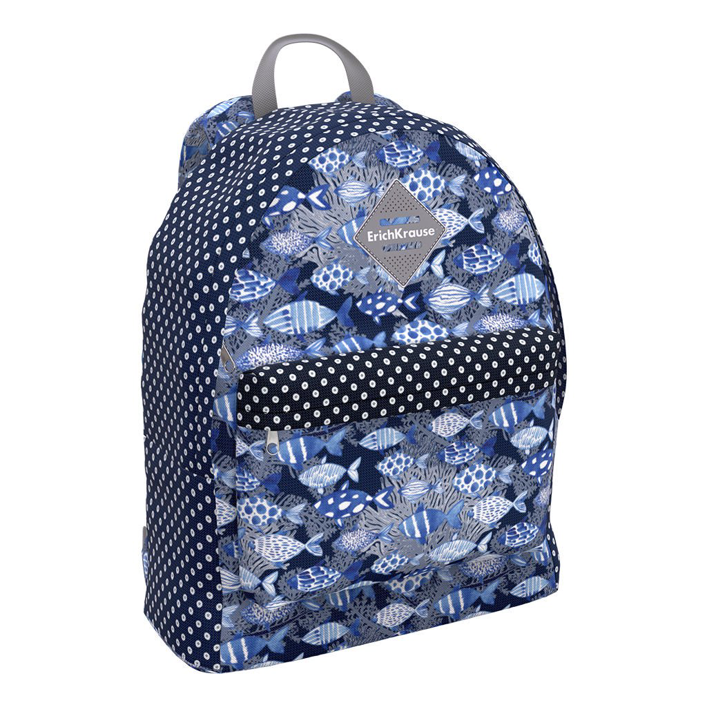 Рюкзак Erich Krause EasyLine 17L Fish and Dots 29x39x13см синий купить,NaN