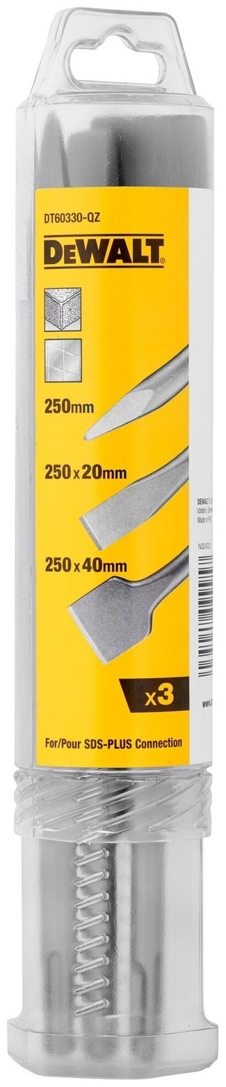 DeWALT зубило DT60330 (SDS-plus, 20х190х250 мм) 3 шт