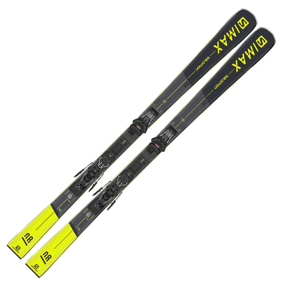 Лыжи Salomon S/Max 8 + M11 GW L80 GY L41134400 160 черно-желтые купить,NaN