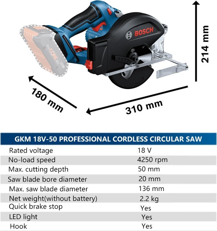 Дисковая пила Bosch GKM 18V-50 06016B8000, аккумуляторная купить,165500
