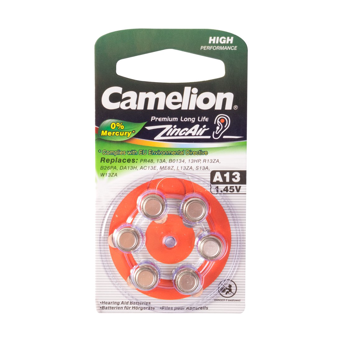 Батарейки Camelion Zinc Air A13-BP6 1.45Vx6 купить,NaN