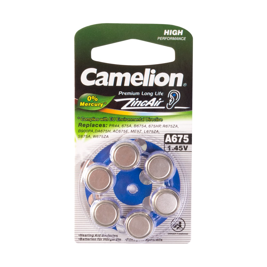 Батарейки Camelion Zinc Air A675-BP6