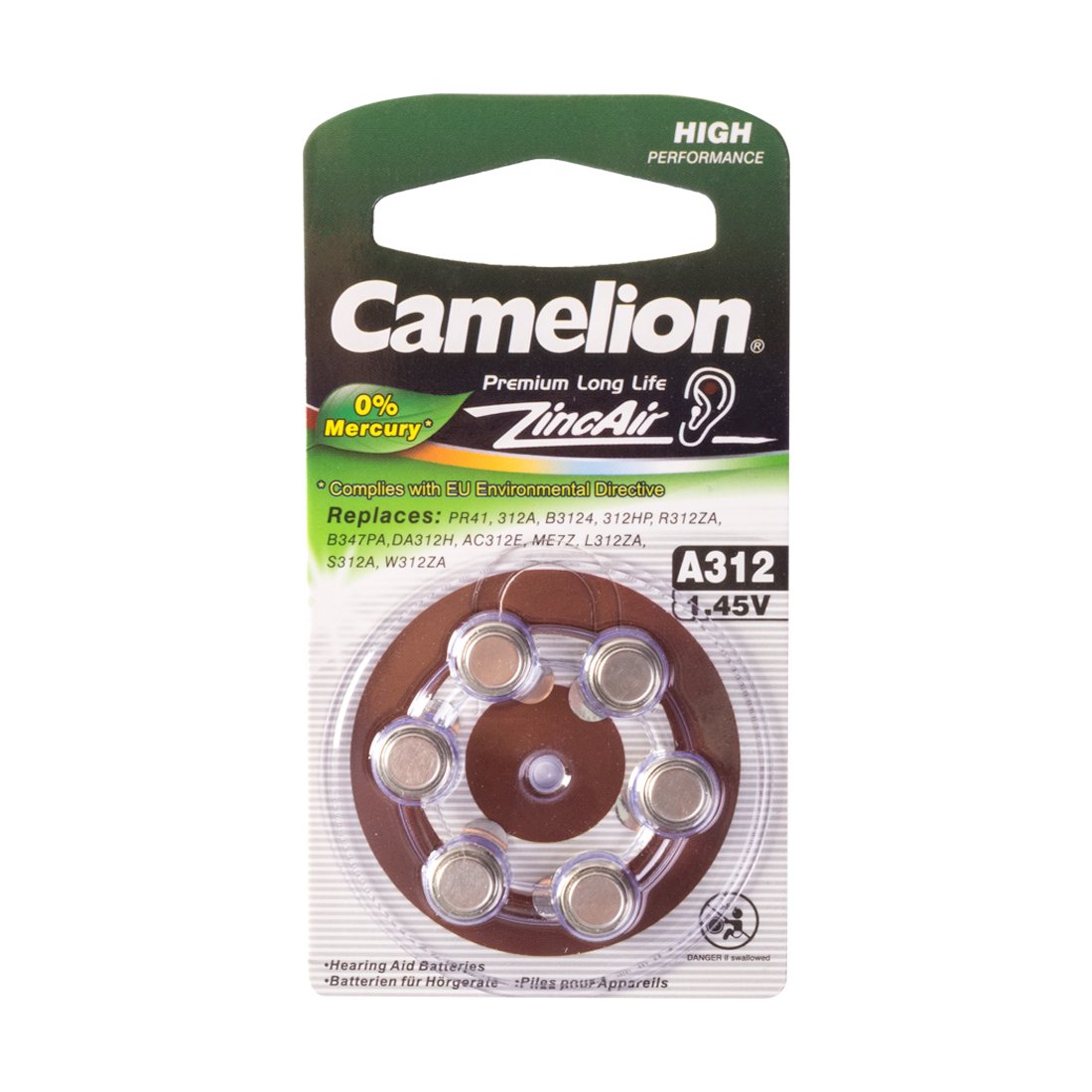 Батарейка Camelion Zinc Air A312-BP6 1.45Vx6