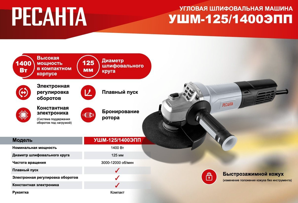 Углошлифовальная машина УШМ-125/1400 ЭПП 75/12/14 купить,NaN