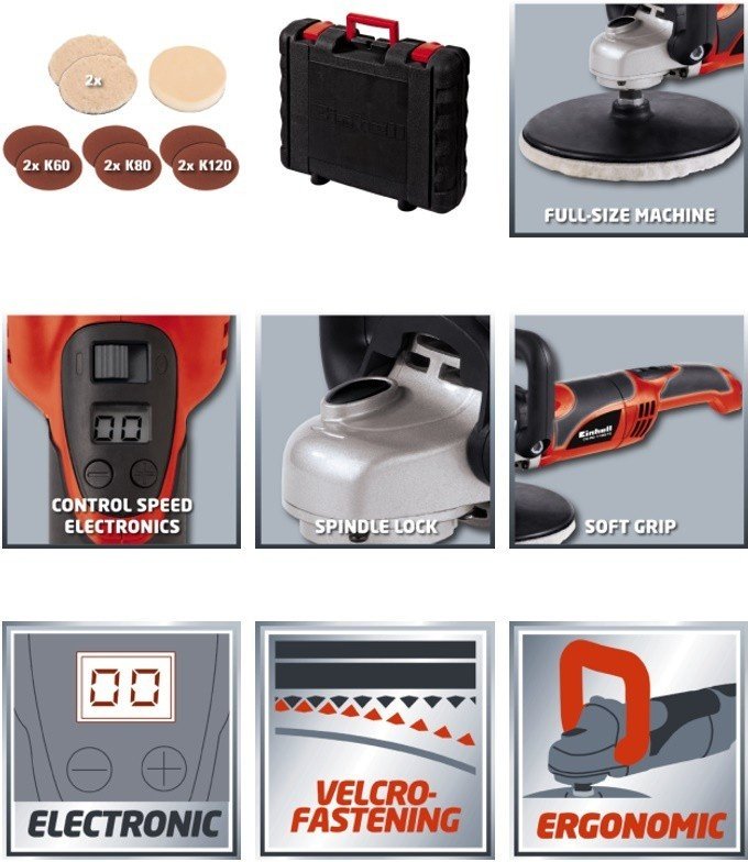 Шлифмашина полировальная Einhell CC-PO 1100/1E - ForteMarket Шлифмашина полировальная Einhell CC-PO 1100/1E купить,0
