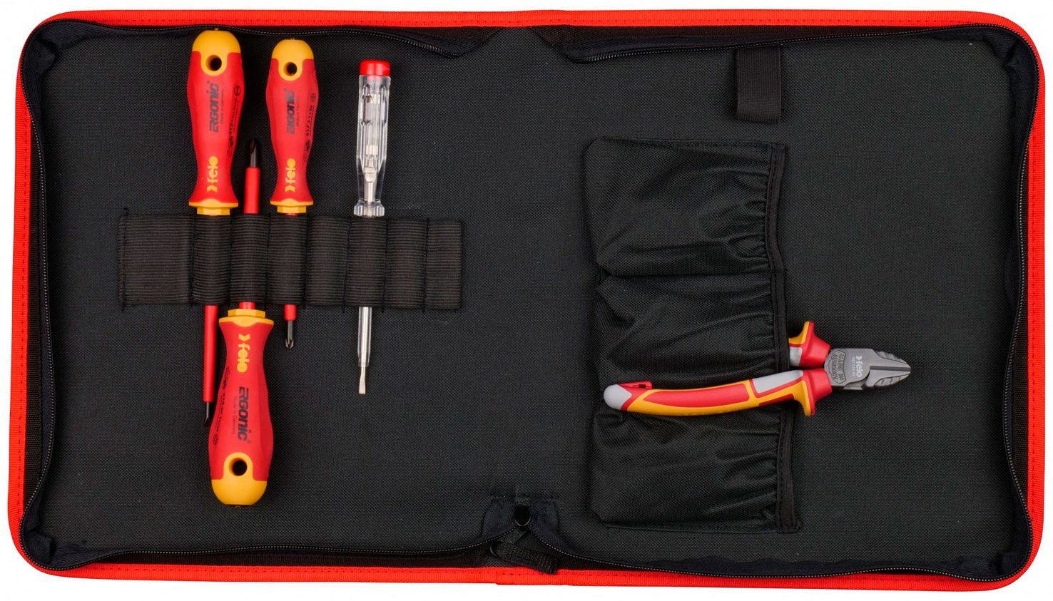 Набор отверток Felo Ergonic SL/PH/PZ +/- + диэлектрические бокорезы 160мм в сумке 41390504