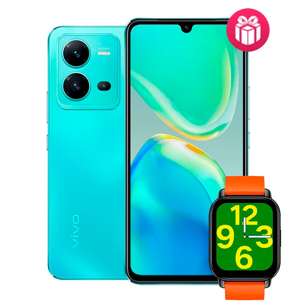 Смартфон Vivo V25 8/256Gb Aquamarine Blue + Смарт часы vivo Zeblaze Btalk Smart Watch(Orange) купить,NaN